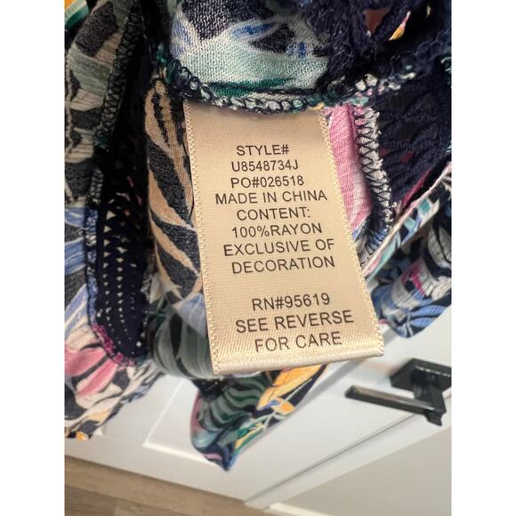 John Paul Richard Womens 3/4 Sleeve Bright Tropical Colorful Blouse Size XL Boho - Picture 9 of 9